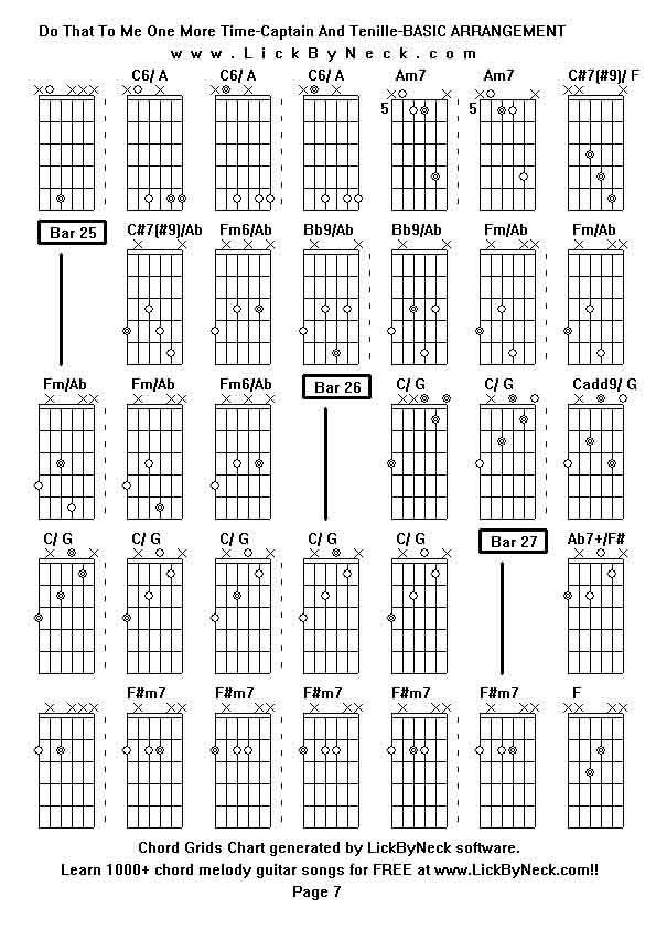 Chord Grids Chart of chord melody fingerstyle guitar song-Do That To Me One More Time-Captain And Tenille-BASIC ARRANGEMENT,generated by LickByNeck software.